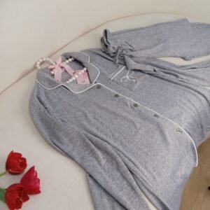 طقم بيجامة نسائي قطني مع أزرار