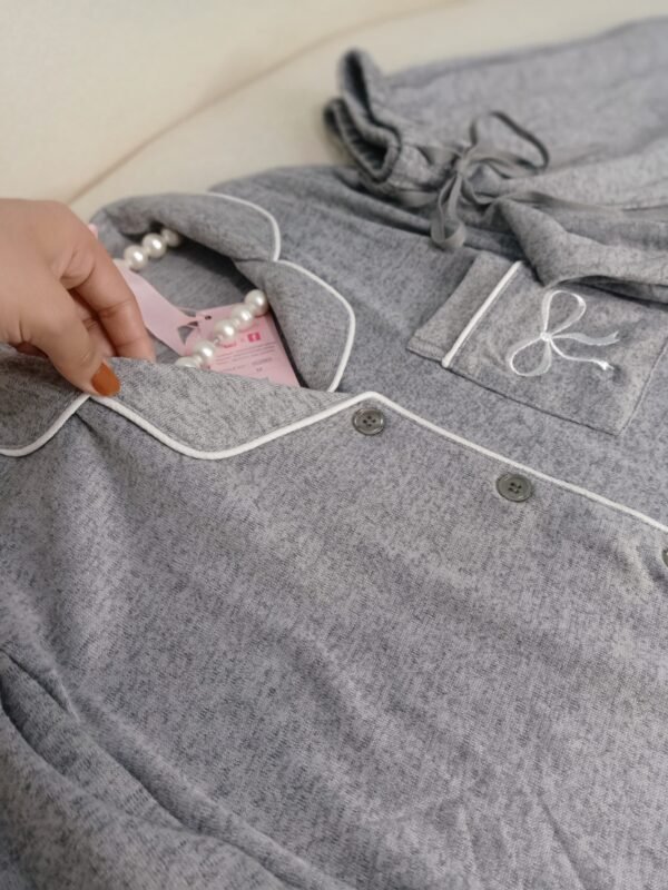 طقم بيجامة نسائي قطني مع أزرار